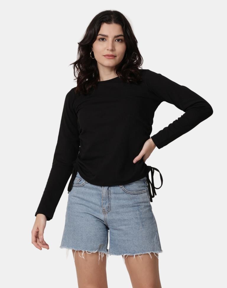 Black Colored Lycra Knitted Top | Leemboodi