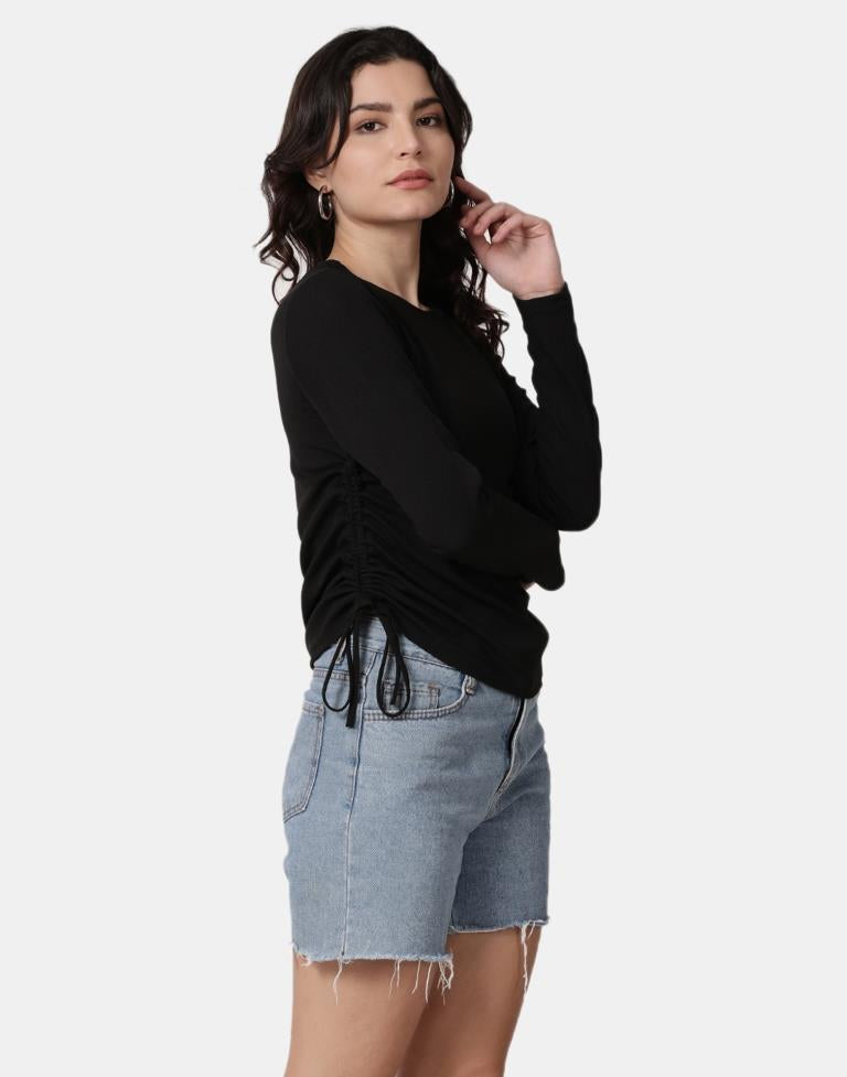 Black Colored Lycra Knitted Top | Leemboodi