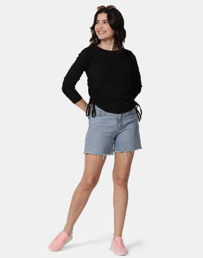 Black Colored Lycra Knitted Top | Leemboodi