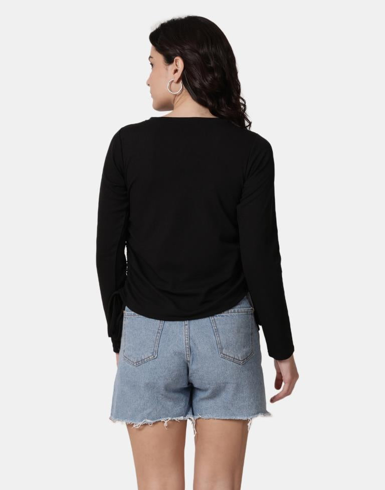 Black Colored Lycra Knitted Top | Leemboodi