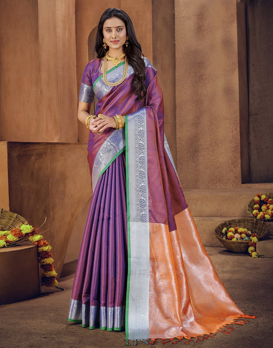Purple Silk Blend Saree | Sudathi