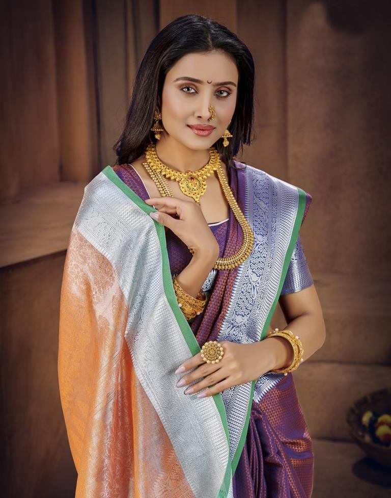 Purple Silk Blend Saree | Sudathi