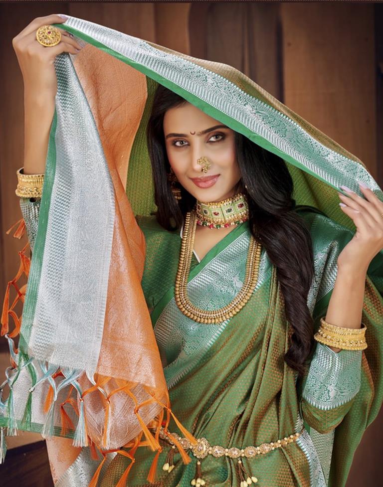 Green Silk Blend Saree | Sudathi