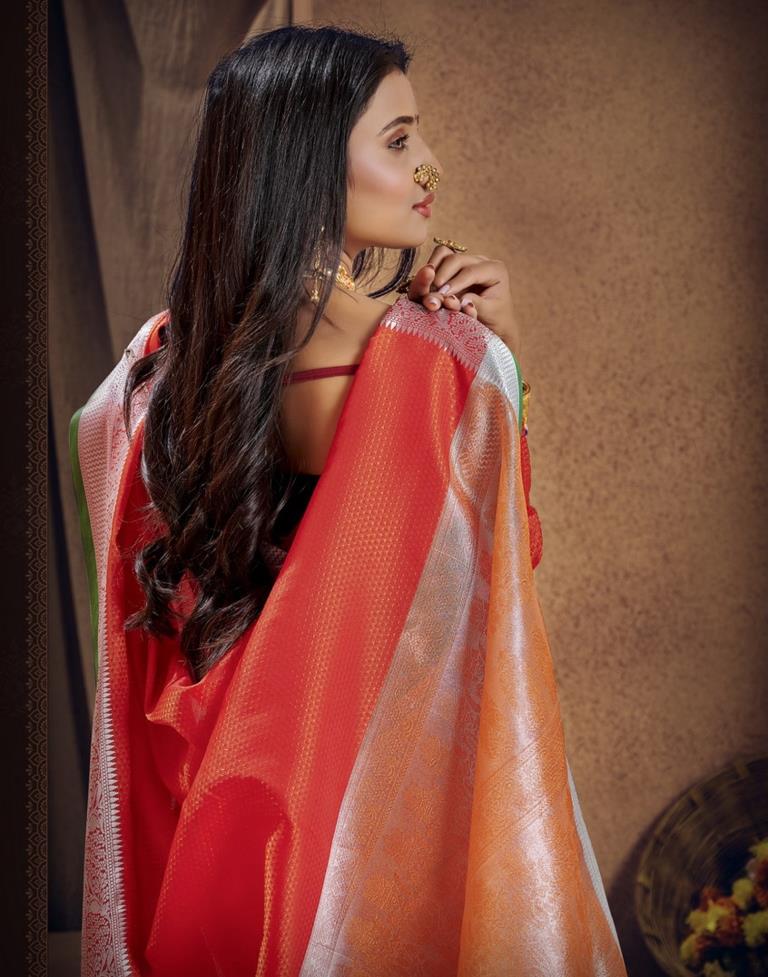 Red Silk Blend Saree | Sudathi