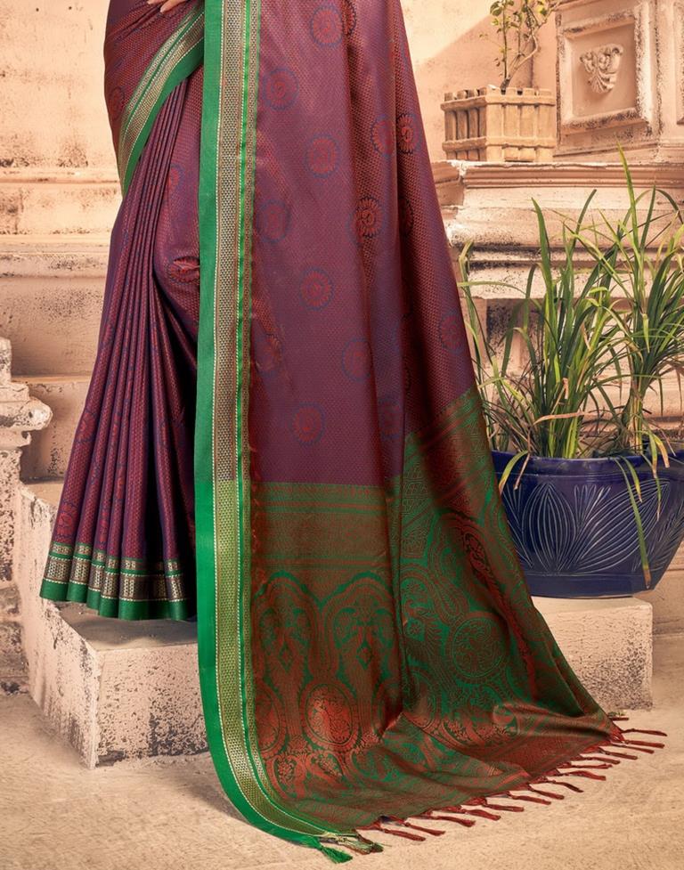 Peach And Navy Blue Silk Saree | Sudathi