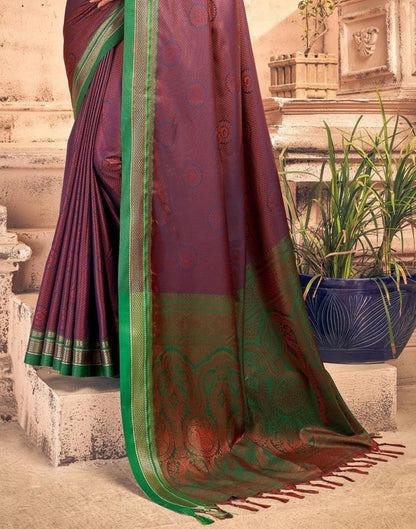 Peach And Navy Blue Silk Saree | Sudathi