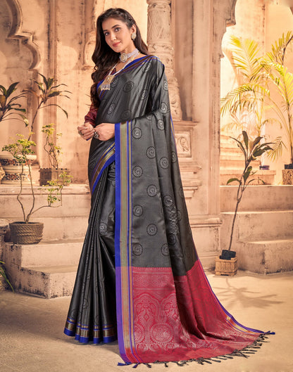 Black And Grey Silk Saree | Sudathi