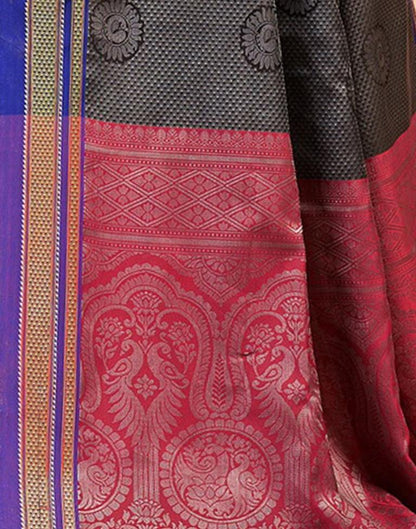 Black And Grey Silk Saree | Sudathi