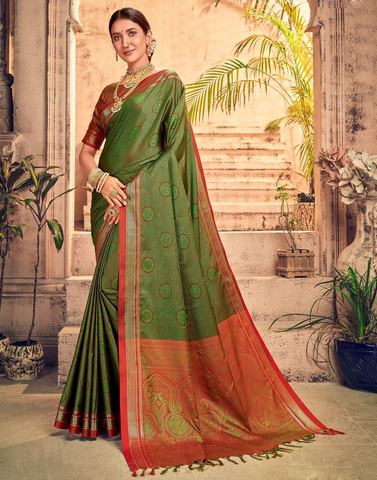 Green And Maroon Silk Saree | Sudathi