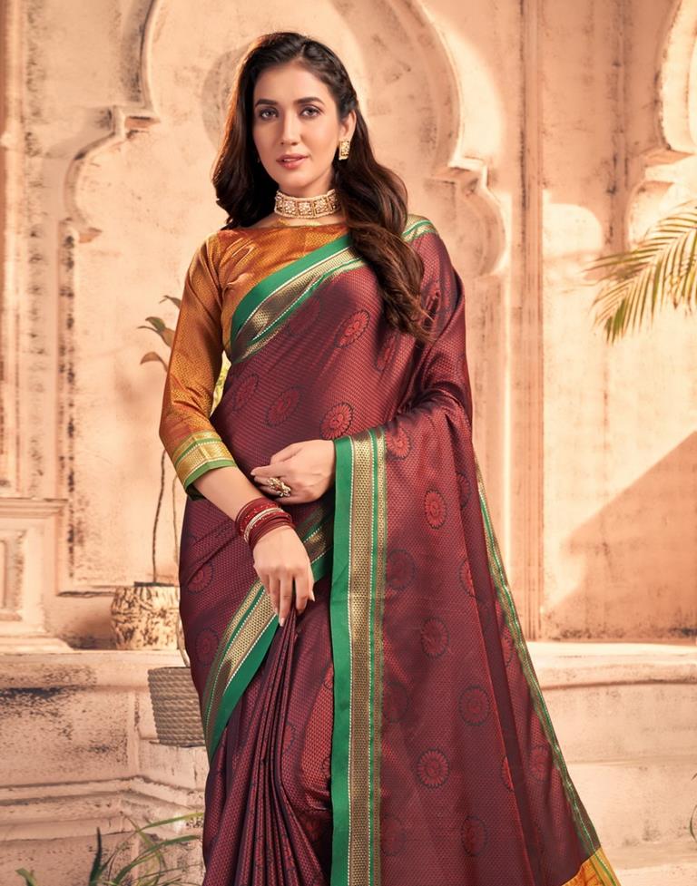 Black And Maroon Silk Saree | Sudathi