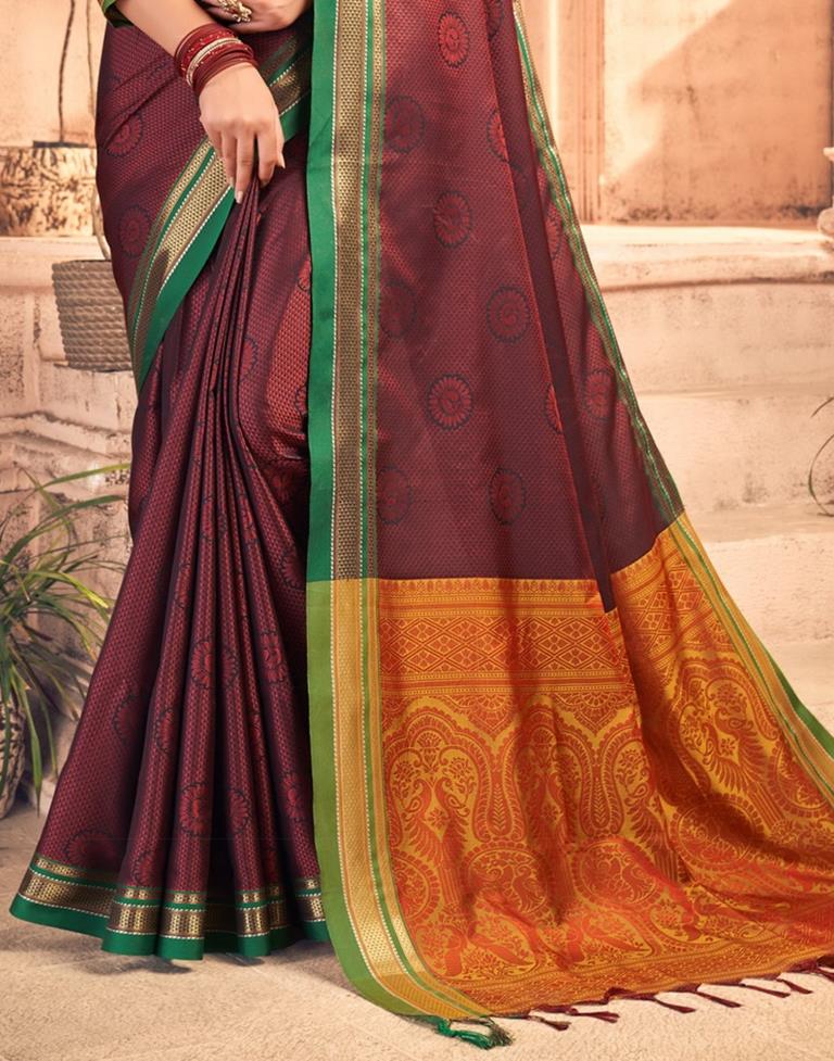 Black And Maroon Silk Saree | Sudathi