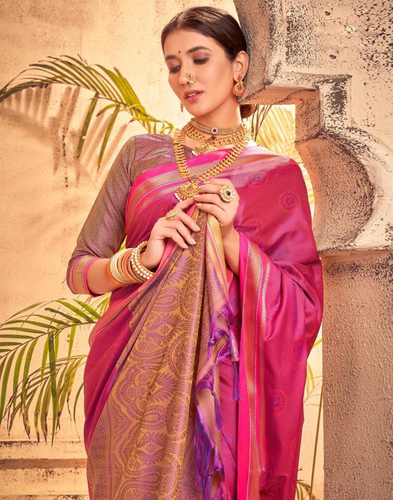 Rani Pink And Purple Silk Saree | Sudathi