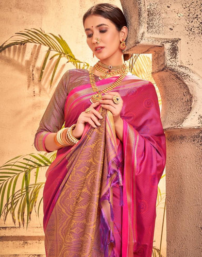 Rani Pink And Purple Silk Saree | Sudathi