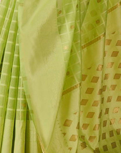 Pista Green Geometric Cotton Saree | Sudathi