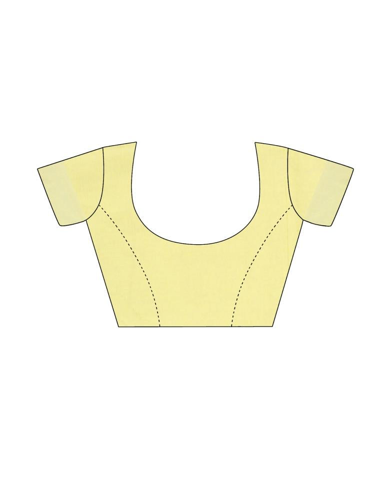 Light Yellow Geometric Cotton Woven Saree | Sudathi