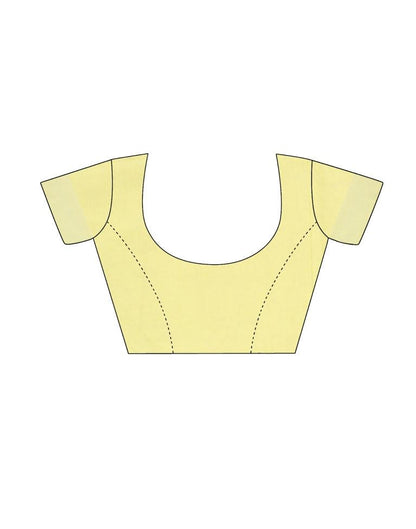 Light Yellow Geometric Cotton Woven Saree | Sudathi