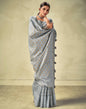 Grey Geometric Cotton Woven Saree | Sudathi