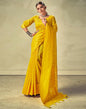 Mustard Yellow Geometric Cotton Woven Saree | Sudathi