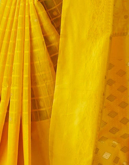 Mustard Yellow Geometric Cotton Woven Saree | Sudathi
