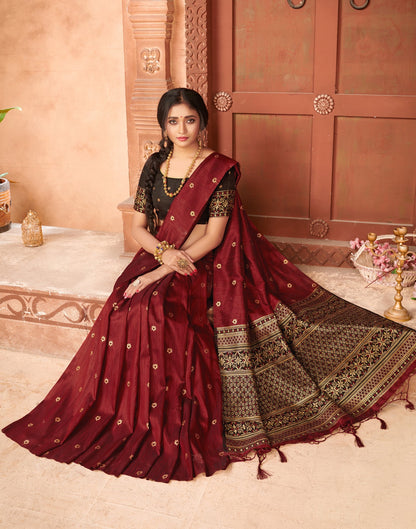 Maroon Silk Saree | Sudathi