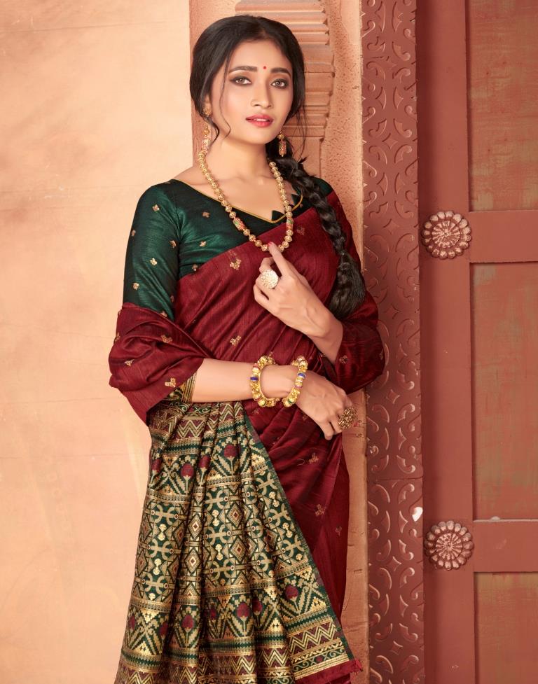 Maroon Silk Saree | Sudathi