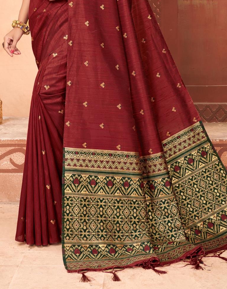 Maroon Silk Saree | Sudathi