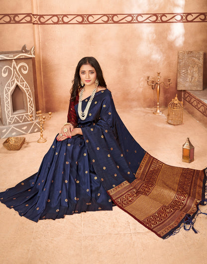 Navy Blue Silk Saree | Sudathi