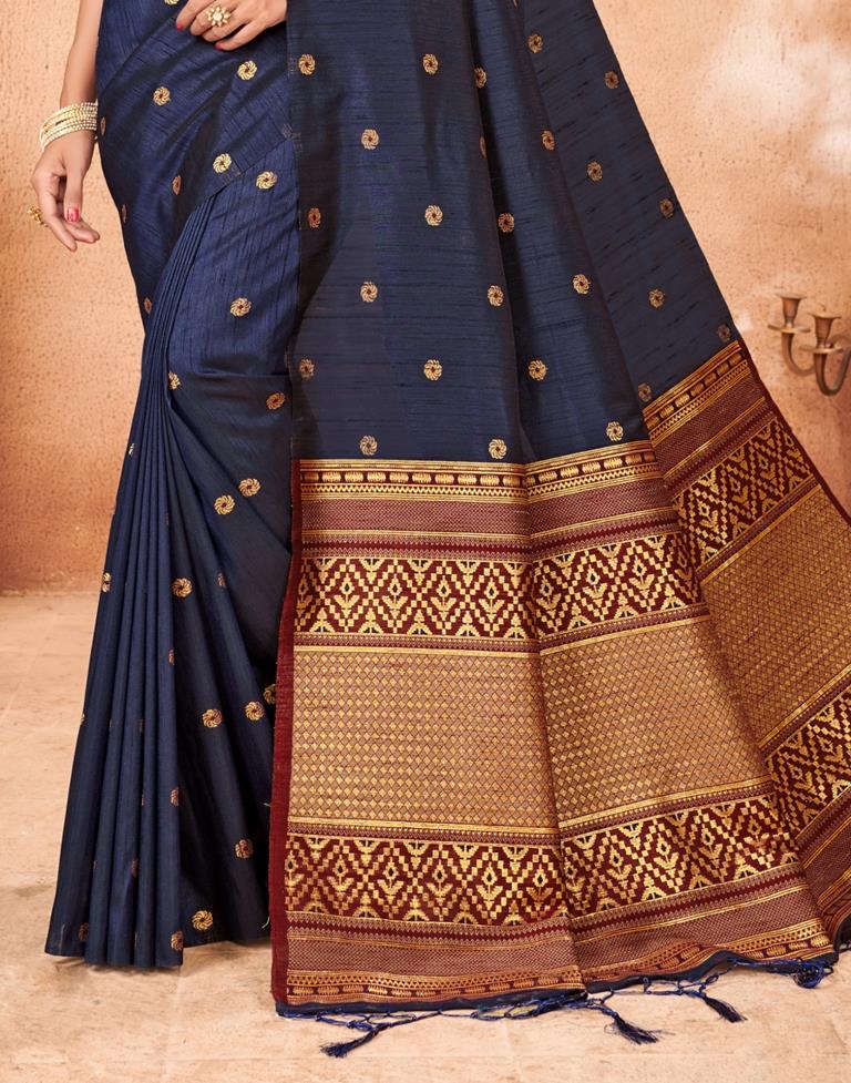 Navy Blue Silk Saree | Sudathi