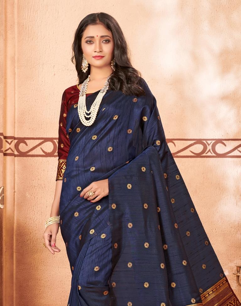 Navy Blue Silk Saree | Sudathi