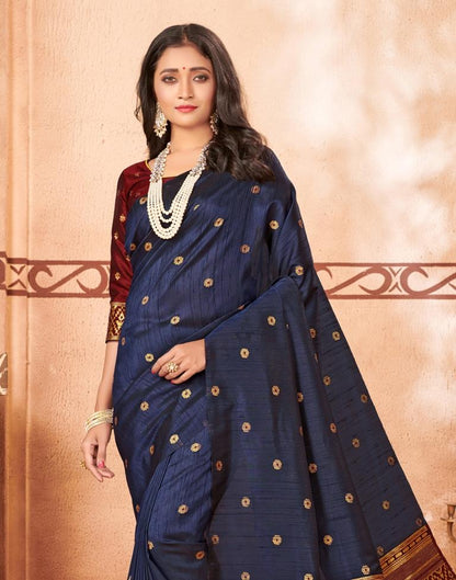 Navy Blue Silk Saree | Sudathi