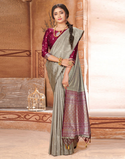 Grey Silk Saree | Sudathi