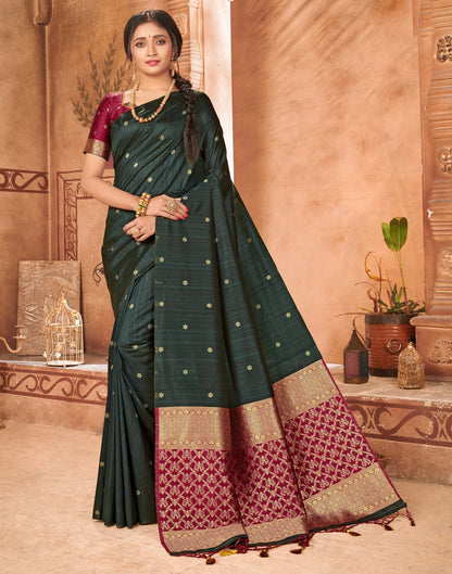 Dark Green Silk Saree | Sudathi