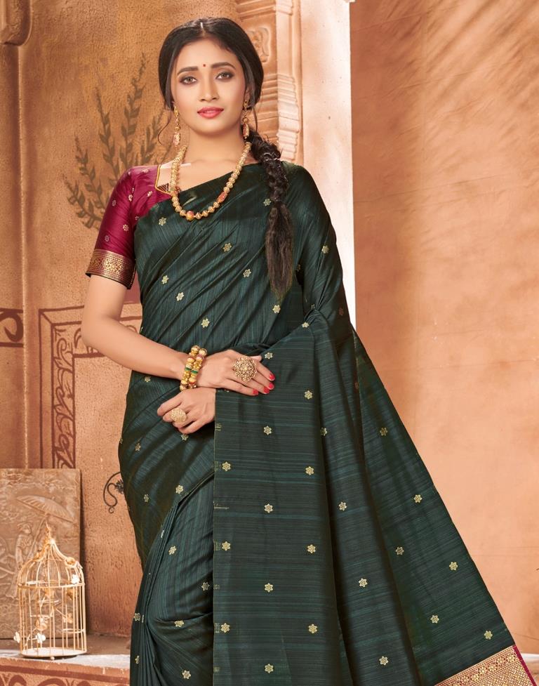 Dark Green Silk Saree | Sudathi