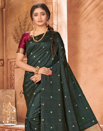 Dark Green Silk Saree | Sudathi