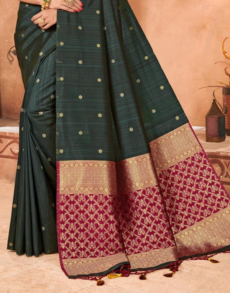 Dark Green Silk Saree | Sudathi
