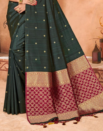 Dark Green Silk Saree | Sudathi