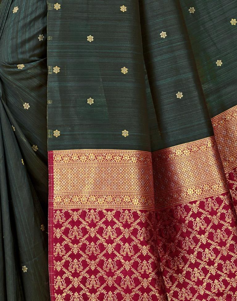 Dark Green Silk Saree | Sudathi