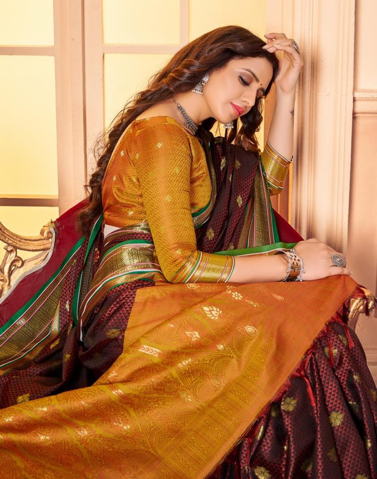Dark Brown Silk Saree | Sudathi