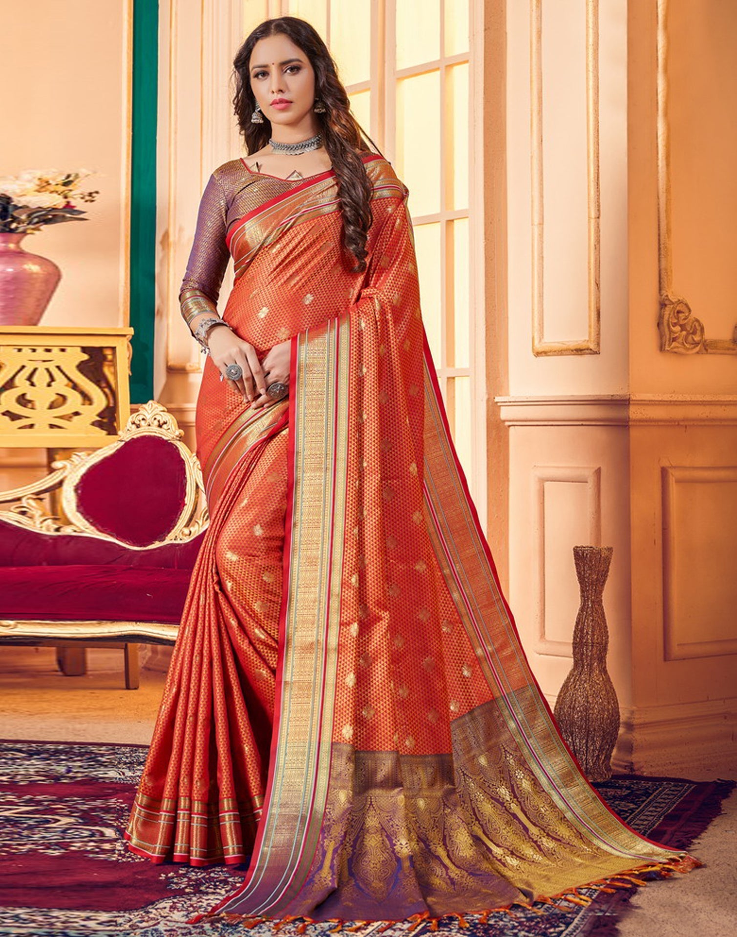 Orange Silk Saree | Sudathi
