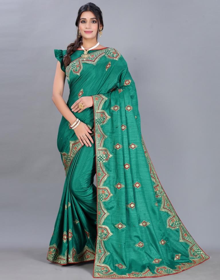 Green Embroidery Saree | Sudathi