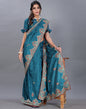 Peacock Blue Embroidery Saree | Sudathi