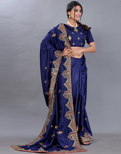Navy Blue Embroidery Saree | Sudathi