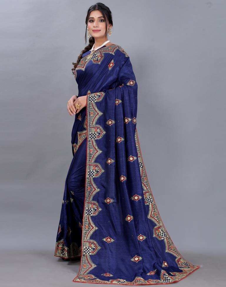 Navy Blue Embroidery Saree | Sudathi