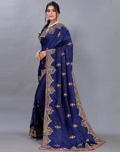 Navy Blue Embroidery Saree | Sudathi