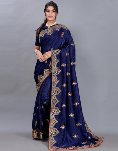 Navy Blue Embroidery Saree | Sudathi