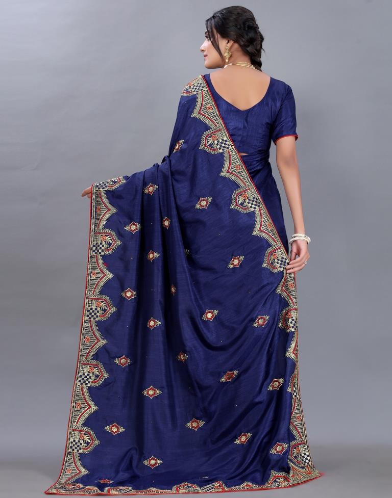 Navy Blue Embroidery Saree | Sudathi