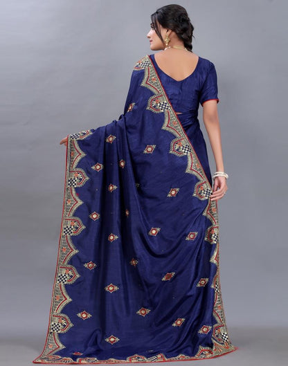 Navy Blue Embroidery Saree | Sudathi