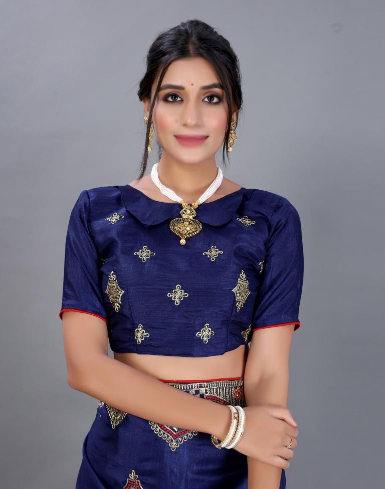 Navy Blue Embroidery Saree | Sudathi