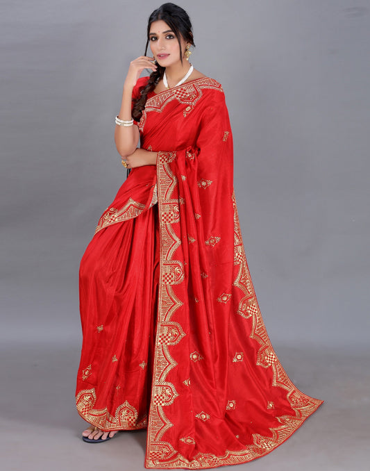 Red Embroidery Saree | Sudathi