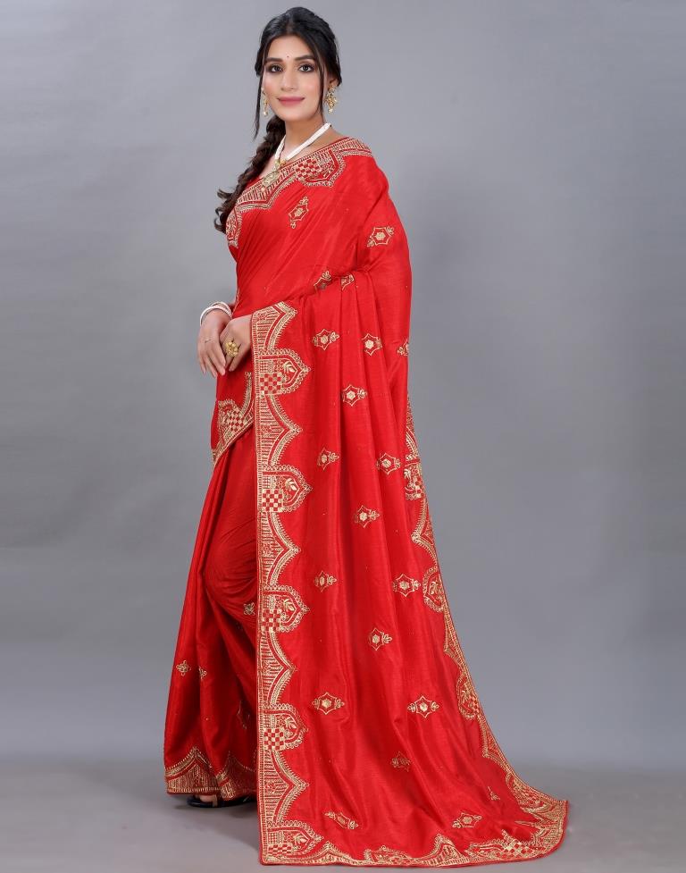 Red Embroidery Saree | Sudathi